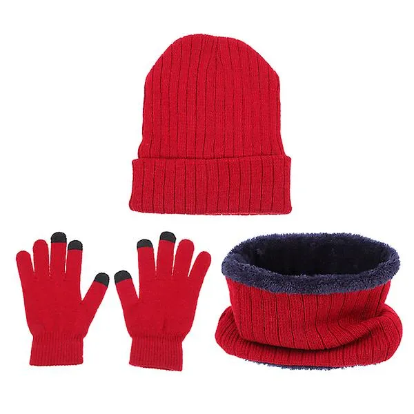 1 Set Warm Thicken Hat Winter Knitted Scarf Winter Hiking Knitted Gloves