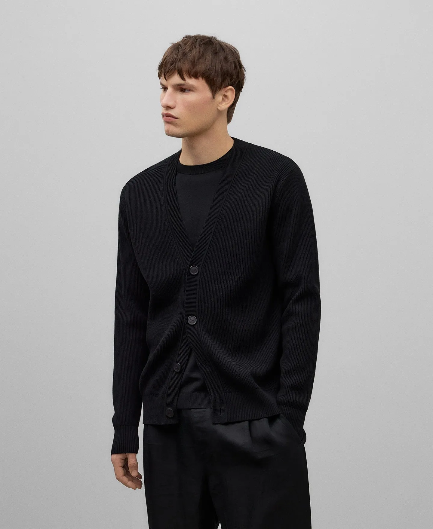Black cotton cardigan man