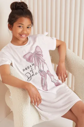 Camisón de punto con detalle de lazo estampado de Lipsy, 5-6 años