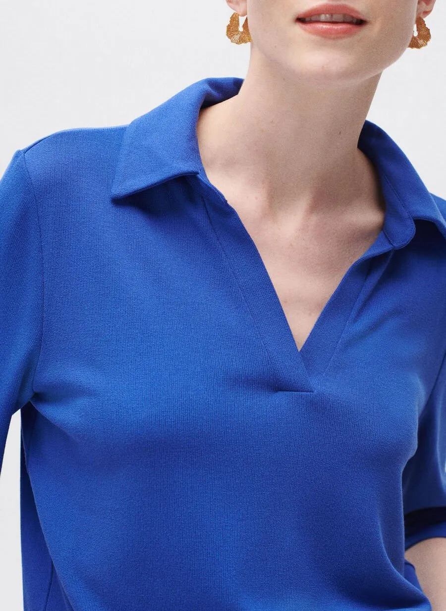 CAROLL ELISA - Camiseta holgada con cuello polo en azul
