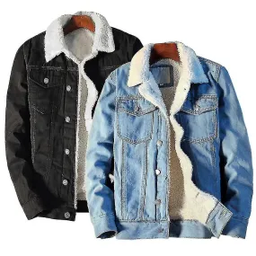 Chaqueta de invierno de otoño de invierno Denim Forro polar interior Engrosar Vaquero de invierno Chaqueta de vaquero Chaqueta d