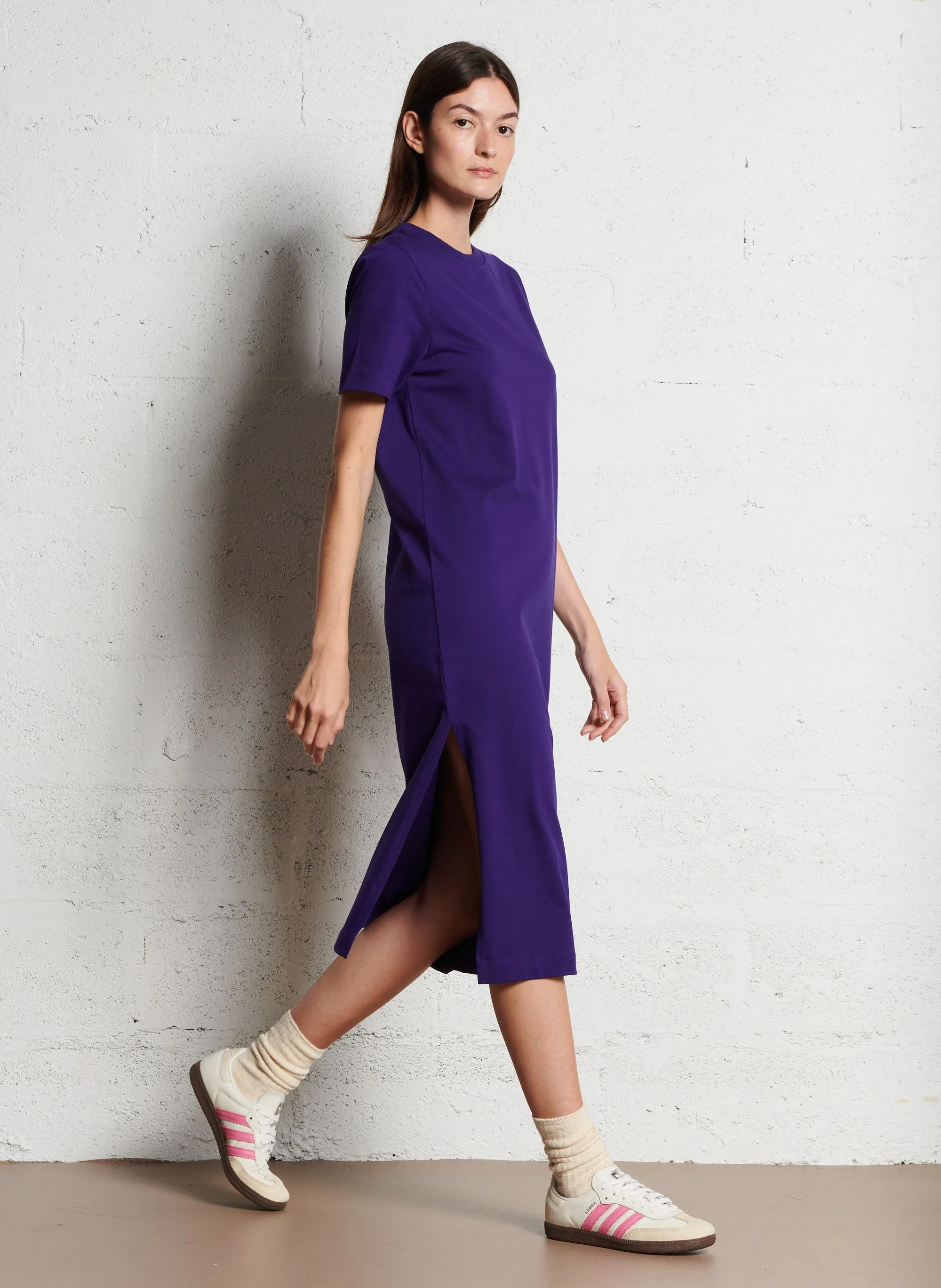 MAISON 123 AXEL - Camisón de algodón con cuello redondo en violeta