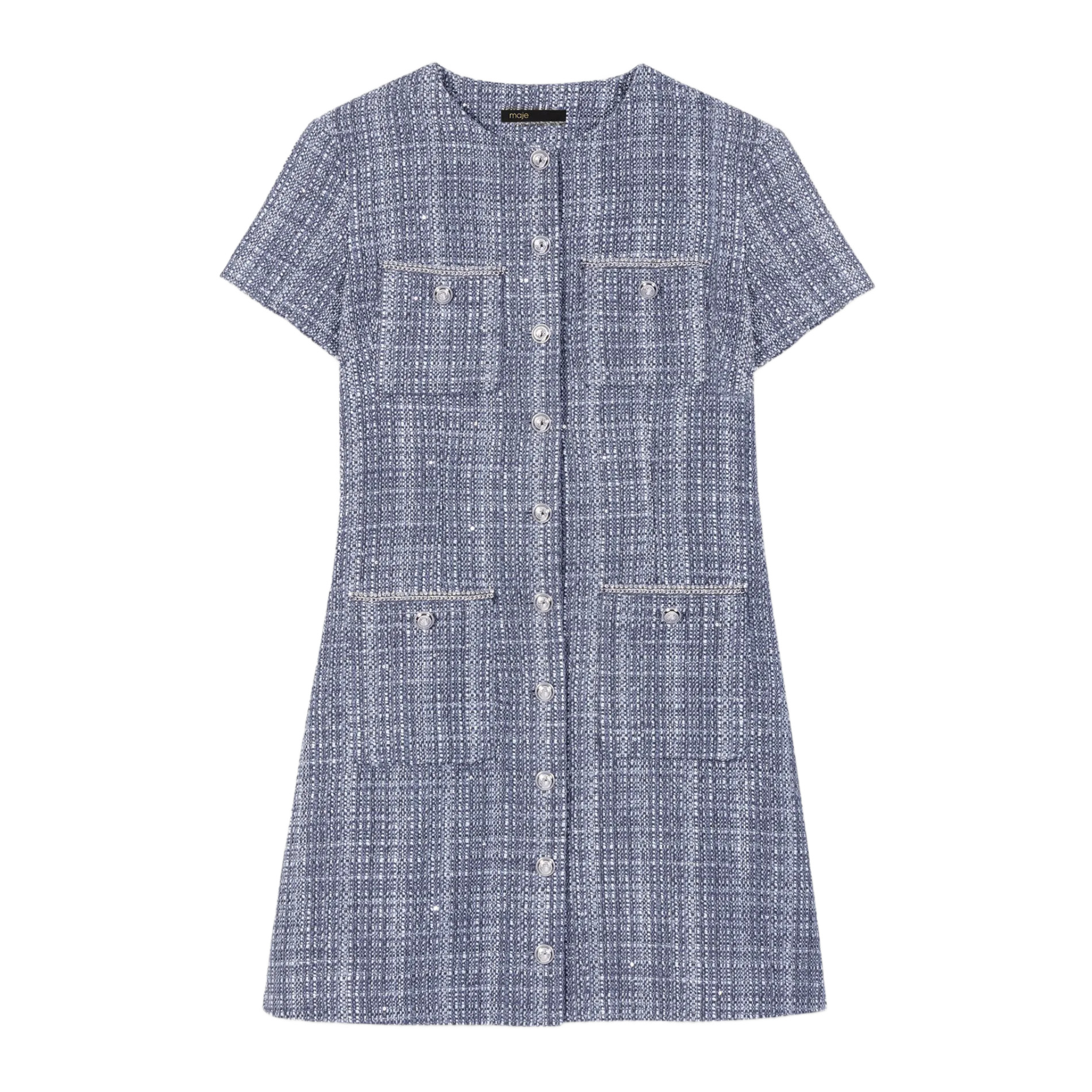 MAJE Camisón de mezcla de algodón con cuello redondo en gris