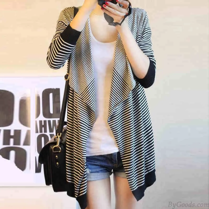 New Fashion Zebra Stripeds Animals Loose Sweater Knit Cardigan