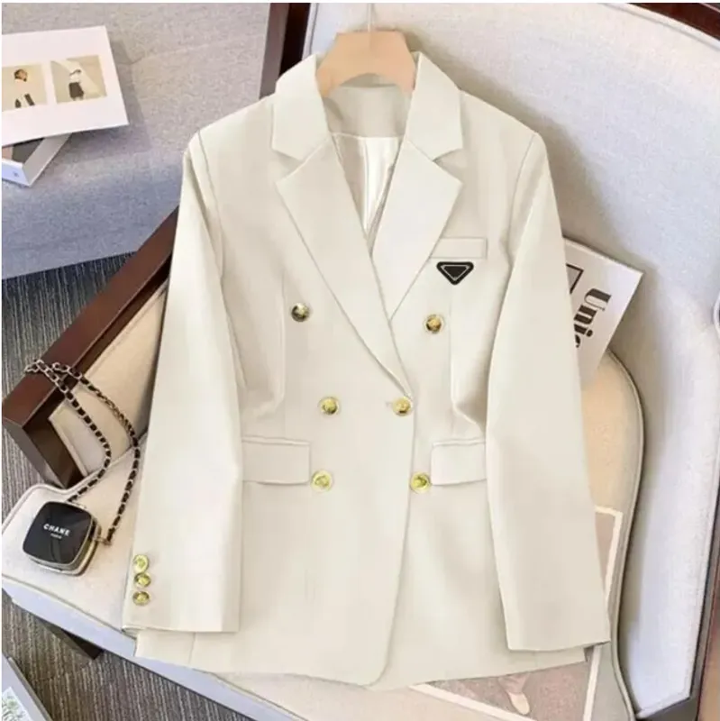 Paris Suit Designer Womens Suit Jacket Brand Classic Borded Leathet Logo de cuero Black Jackets Fashion Coat Fashion Professiona