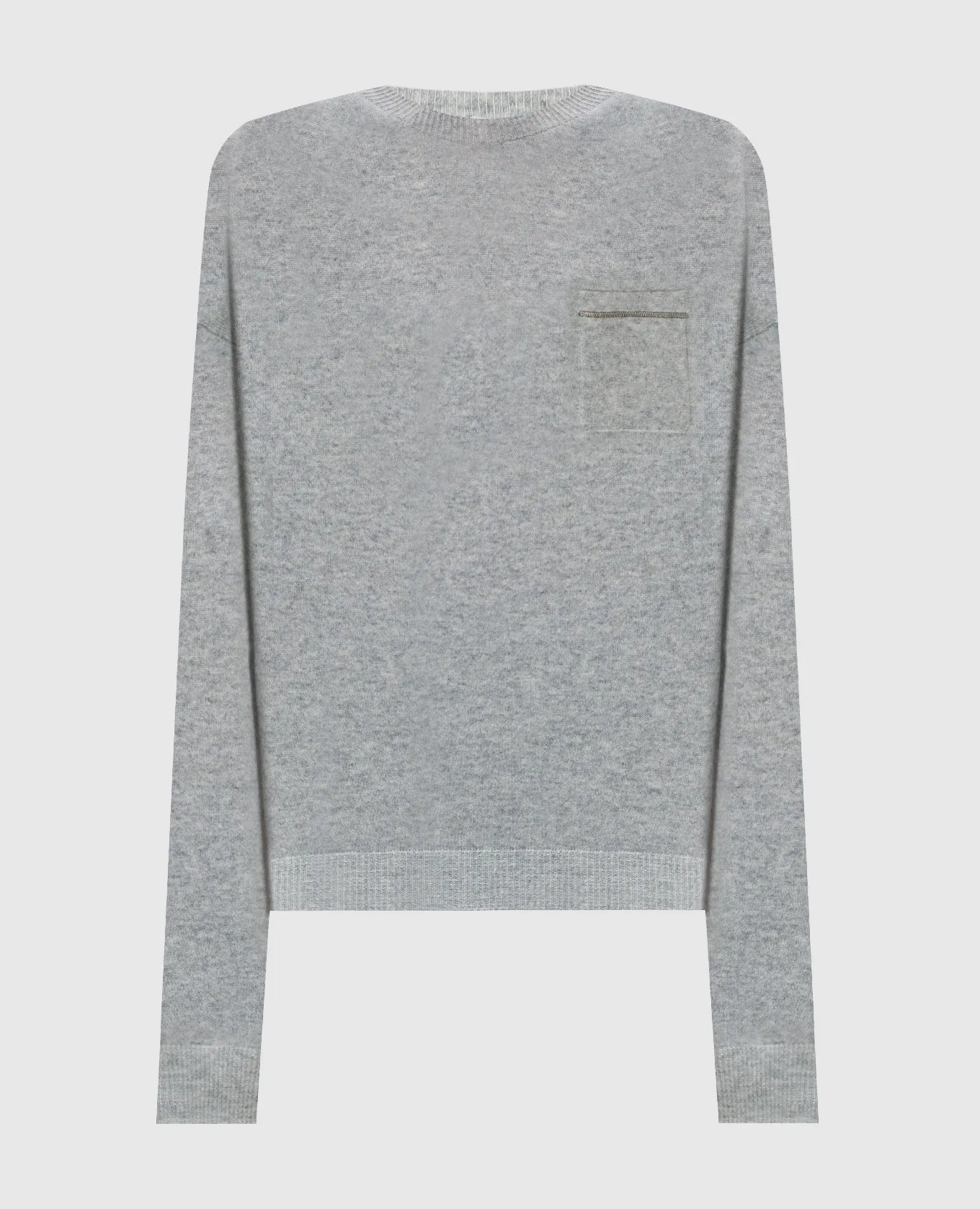 Peserico Gray melange cashmere jumper with monil chain