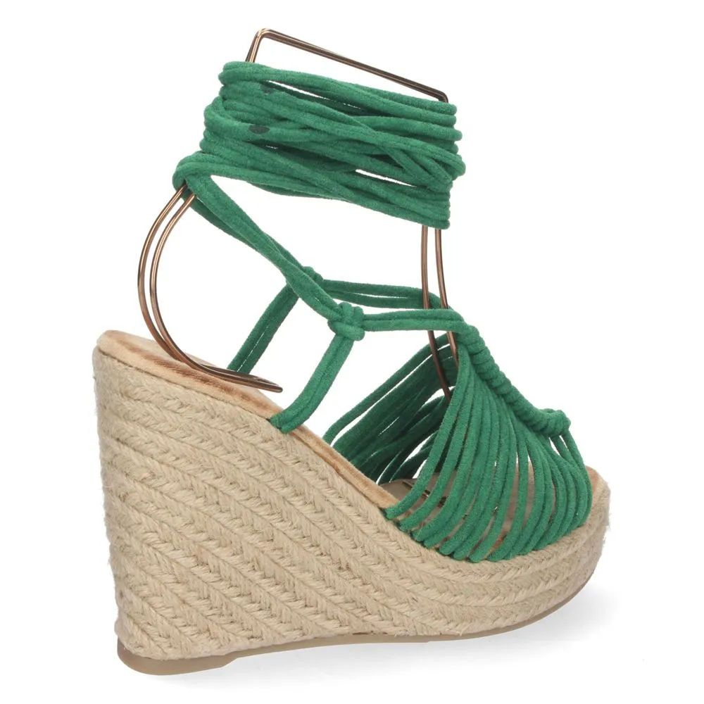 Sandalias de cuña, alpargatas de cuña, sandalias esparteras, sandalia con cordones, sandalias de cuñ