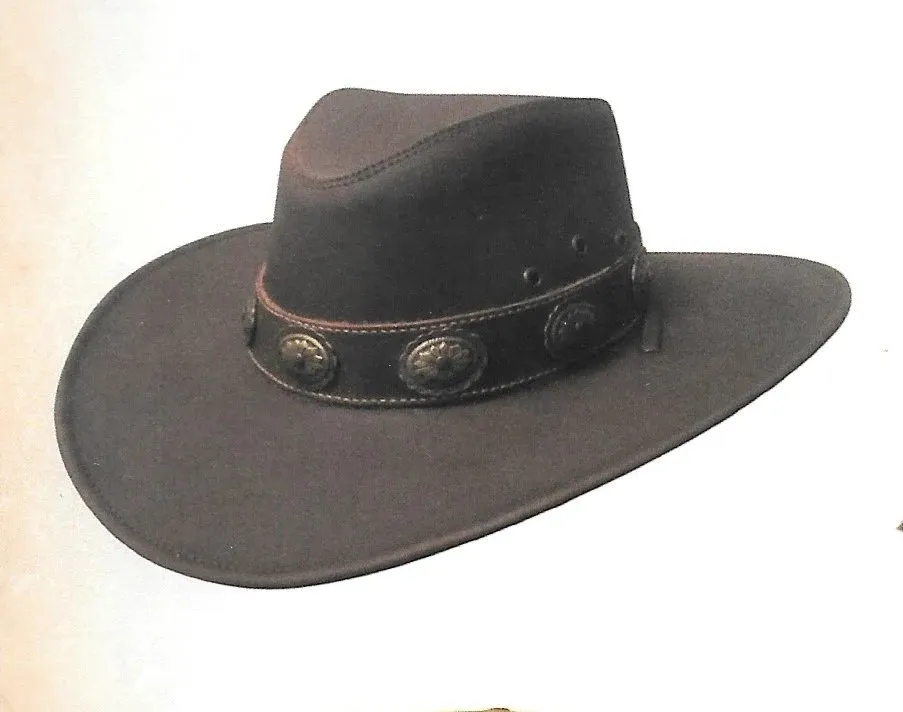 Sombrero de Piel Original Color Cafe con Conchos TOM-7207