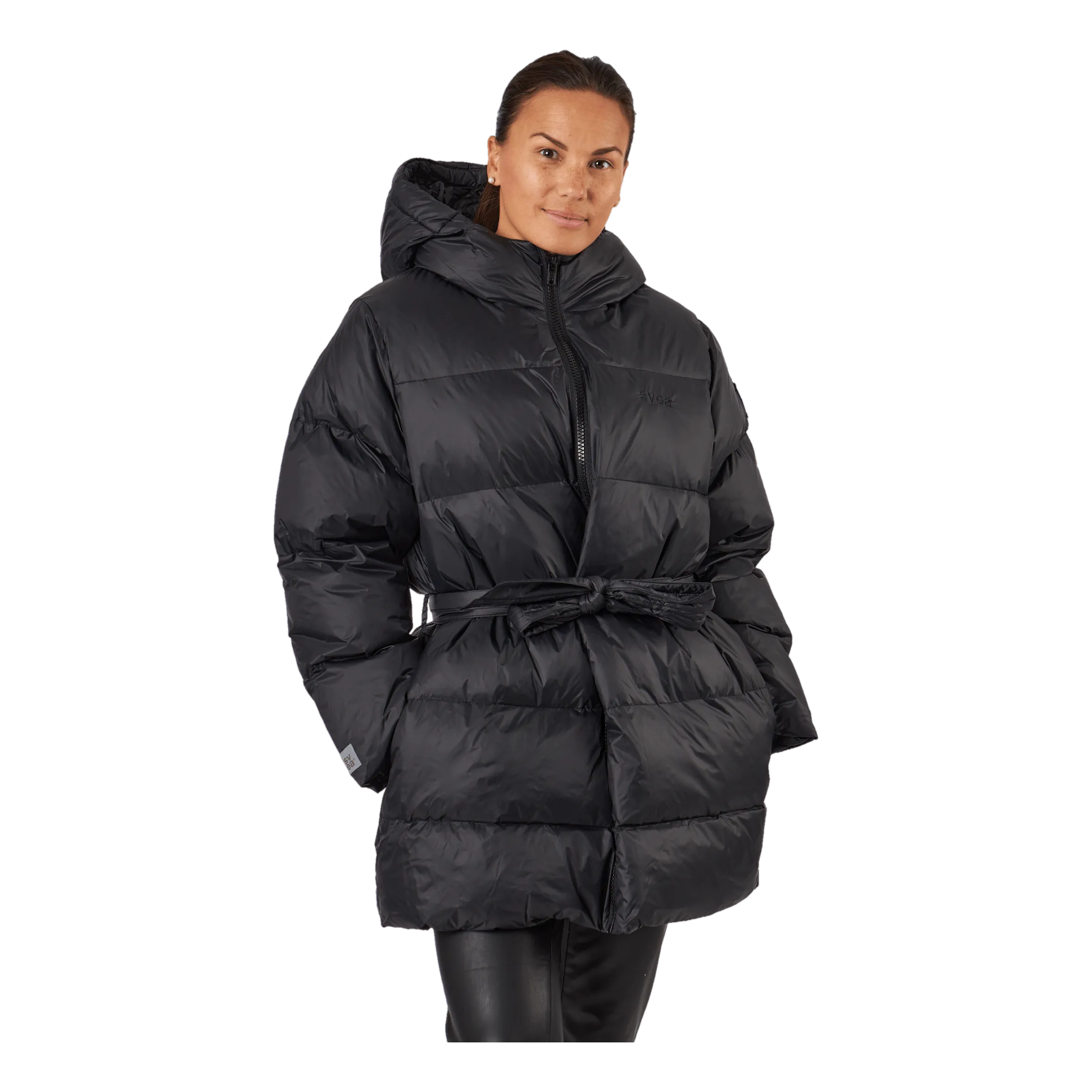 Svea Mid Length Beltet Coat Black