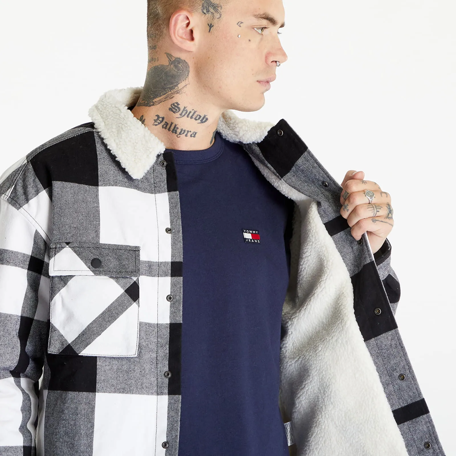 Tommy Hilfiger Tommy Jeans Check Sherpa Lin Overshirt Black