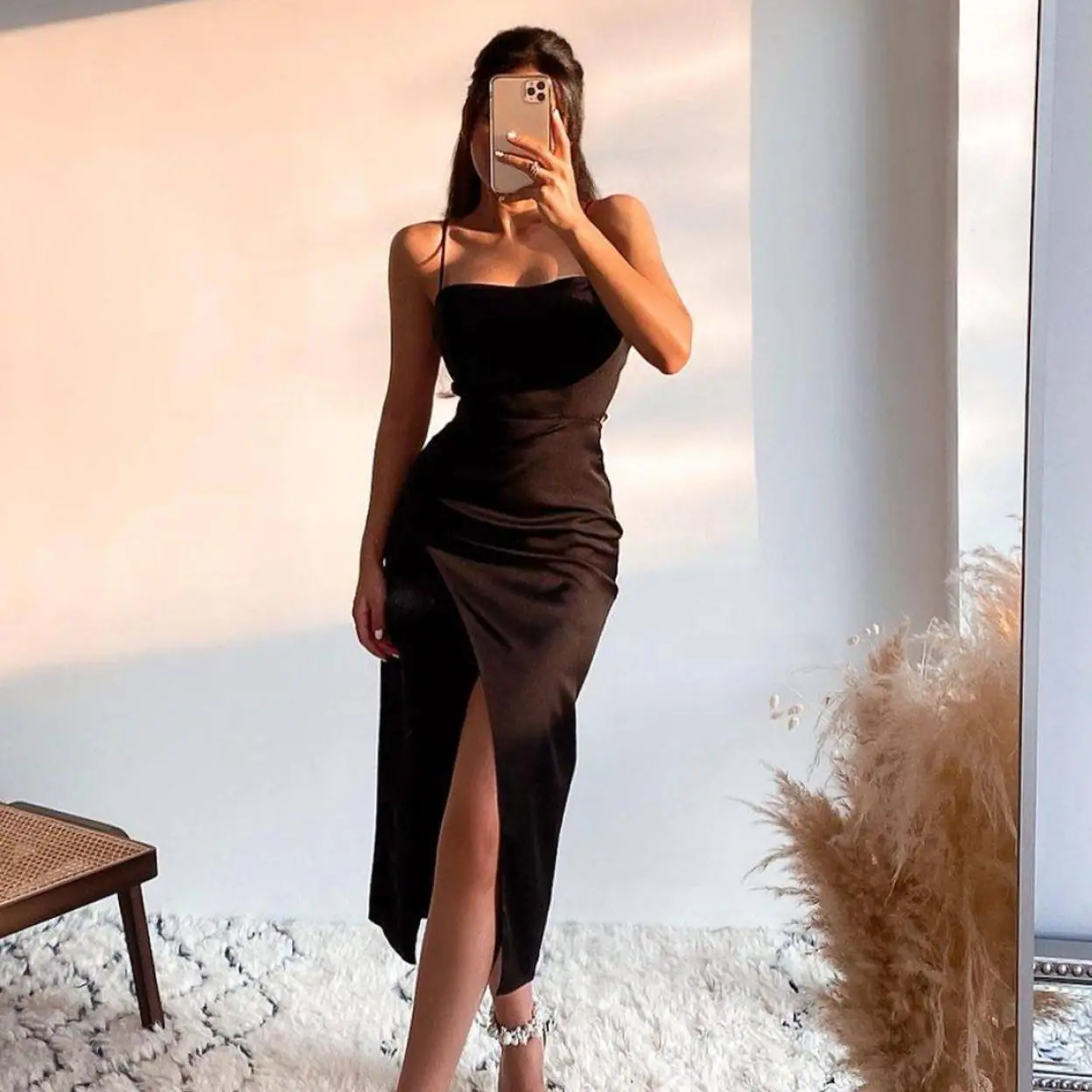 vestido satinado