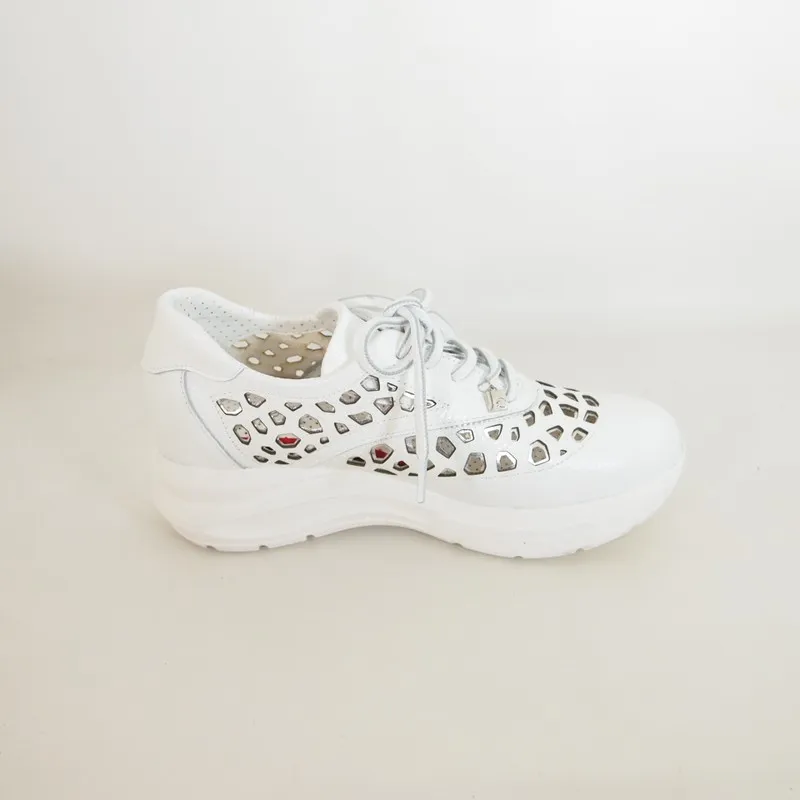 Zapatos José Sáenz 3081-BG Blanco-Plata